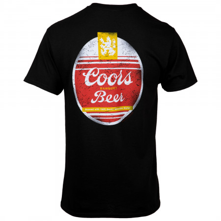 Coors Banquet Beer Oval Label Distressed Front & Back Print T-Shirt